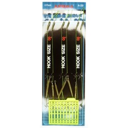 Короповий повідець для волосяних монтажів, Feima A-038, 6шт/уп, перетин 0,18мм, тест 12кг, гачок, №8